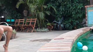 Inked Axxl Mart gets out of the pool to have flip fuck with James VIP