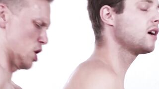 Ethan Chase balances his deep thrust on Benjamin Blue tight ass