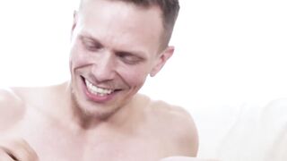 Ethan Chase balances his deep thrust on Benjamin Blue tight ass