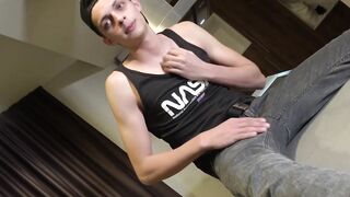Handjob teen oiled big curved cock