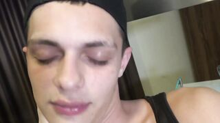 Handjob teen oiled big curved cock