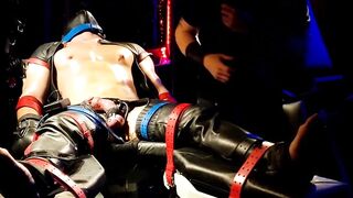 Jock engage in painful ball tied and deepthroating session