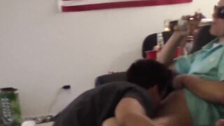 Pretty boy bottom serves the bros mind blowing blowjob