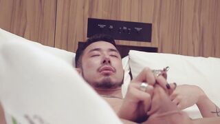 KawasakiYoshi.com - Edgy kinkster Yusaku Kaga plays with his pierced cock in solo jer