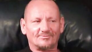 MenWorkinXXX.com - Inked mature guy tugging and stroking his dick solo