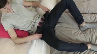 TwinkysFeet.com - Young foot fetishist loves pumping his hard cock and shooting his l