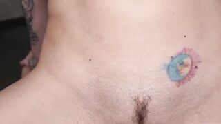 Tattooed Lysagna DelRay jerking off on her first date
