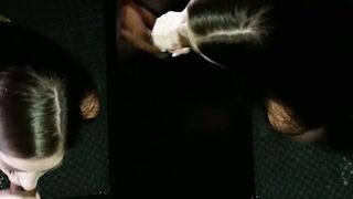 First gloryhole cock sucking for a brunette Alexis Abbey