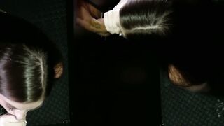 First gloryhole cock sucking for a brunette Alexis Abbey