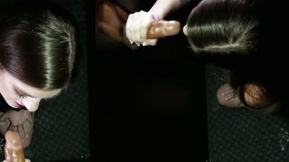 First gloryhole cock sucking for a brunette Alexis Abbey