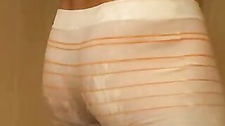 TwinkUndie.com - Undie-wearing homosexual's shower jerk off and cum blast
