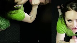 Brunette Lizzie Love is doing her second gloryhole cock sucking