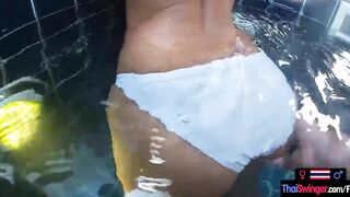 Amateur teenie lovers have Hottie sex into the pool She is chinese, Thai