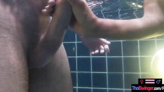 Amateur teenie lovers have Hottie sex into the pool She is chinese, Thai