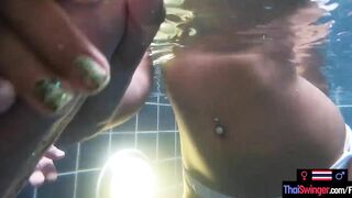 Amateur teenie lovers have Hottie sex into the pool She is chinese, Thai