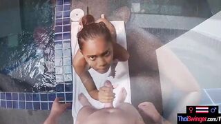 Amateur teenie lovers have Hottie sex into the pool She is chinese, Thai