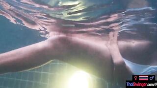 Amateur teenie lovers have Hottie sex into the pool She is chinese, Thai