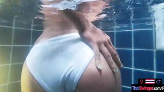 Amateur teenie lovers have Hottie sex into the pool She is chinese, Thai