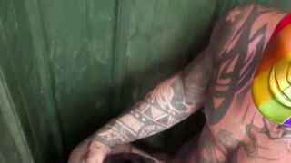 Masked Damian Dragon subdues bottom jock Danny Wilcoxx and raw fucks him
