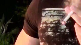 Milking my cock as I become intoxicated while smoking Hoe 2