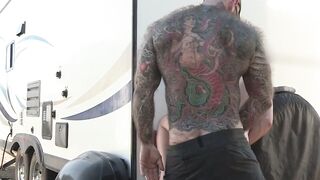 Sweaty Stepdad Sucks Teen Son in the Backwoods