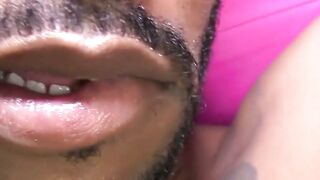 Sultry Sunset Ebony Amateur Wears Nipples Sizers and Gets Wet