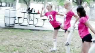 Soccer Fever Riley Star and Aspen Celeste Get Serviced by a Dominant Stud on the Platform