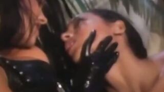 Domination delight Busty latex siren tames fiery submission