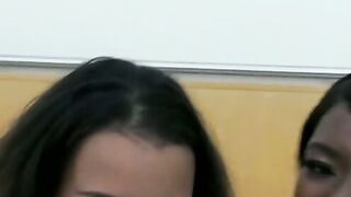 Bossy BBW Stephanie Lawrence and Party Girl Kiara Mia share a hung coworker