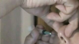 鼻責め三点針貫通