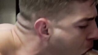 Sweaty ogre muscle cocksucks his monster cock