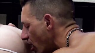 Sweaty ogre muscle cocksucks his monster cock
