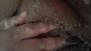 Pandabear08 into the shower having fun with her snatch
