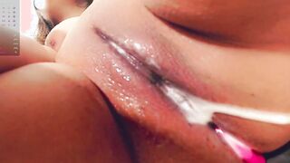 Voluptuous Pulsating Orgasm of Swollen Creamy Twat Close-up