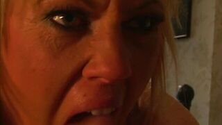 Blonde MILF with huge titted taken to brown town by her boy