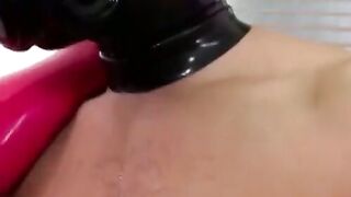SvPigitalDisguise.com  Brunette pigtails latex maid gets cumfilled facial by master