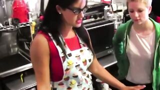 Penny Barber Teases Petite Waitress Alani Pi with Sensual Seduction