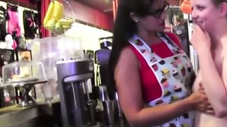 Penny Barber Teases Petite Waitress Alani Pi with Sensual Seduction