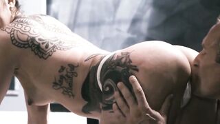 Inkredible Orgy Tattooed Siren Sasha Slays massive Black Cock