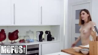 MOFOS - amateur Lana Bunny gets tight booty spread inside the kitchen
