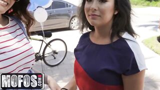 MOFOS - Thicc long tit dark haired and her chinese bff, share penis ffm