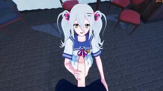 Giving Chiru Kondo a pov facial, then she bounces on your penis - Gal Gun Anime.