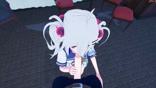 Giving Chiru Kondo a pov facial, then she bounces on your penis - Gal Gun Anime.