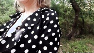 Tiffany walks inside the city nude