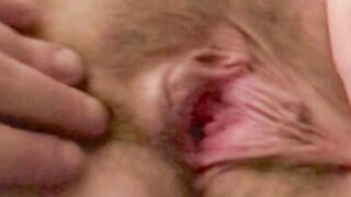 Rubbing my Bushy Cunt Close-Up, American Mom 08