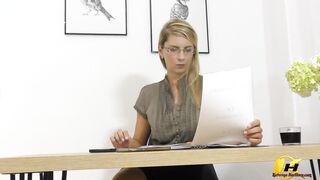 Big Tit cougar inside Office Glasses Stockings and HighHeels