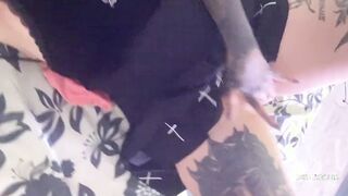 Gothic hoe ejaculates home sex tape