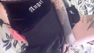 Gothic hoe ejaculates home sex tape