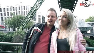 STREET FLIRT - German blonde barely legal picked up for anal 3some