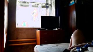 Cougar fucks herself for window cleaner